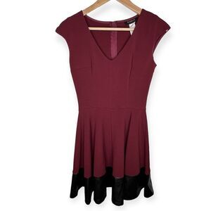 B. Darlin Skater‎ Dress Faux Leather Trim Flare Skirt Whimsygoth Size 5 / 6